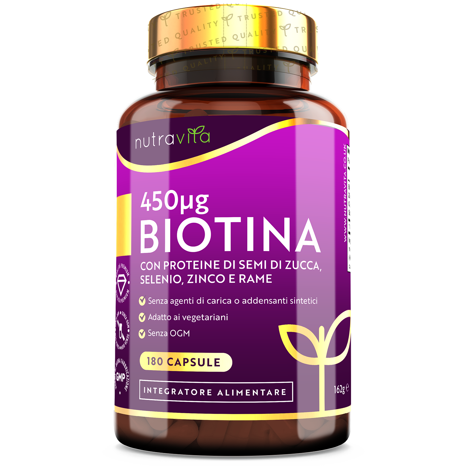 Biotina, Zinco, Selenio e Semi di Zucca - 180 Molta Forza Capsulas
