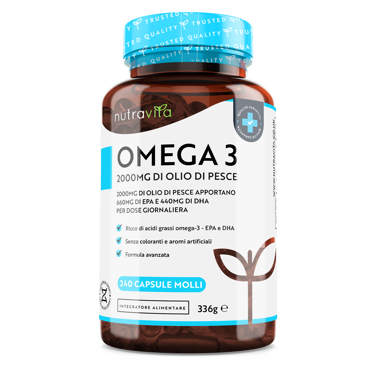 Omega 3 2000mg Olio di Pesce Puro 240 Capsule Molli