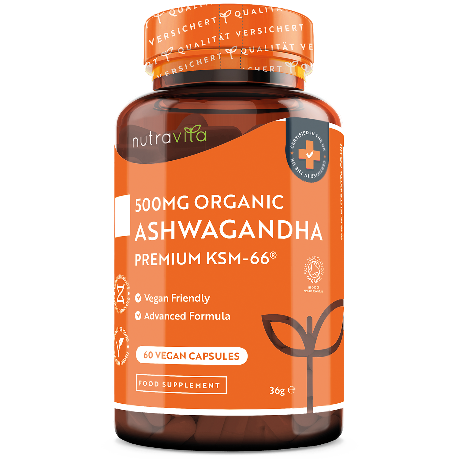 Ashwagandha Biologica KSM 66 500mg 60 Capsule Vegane