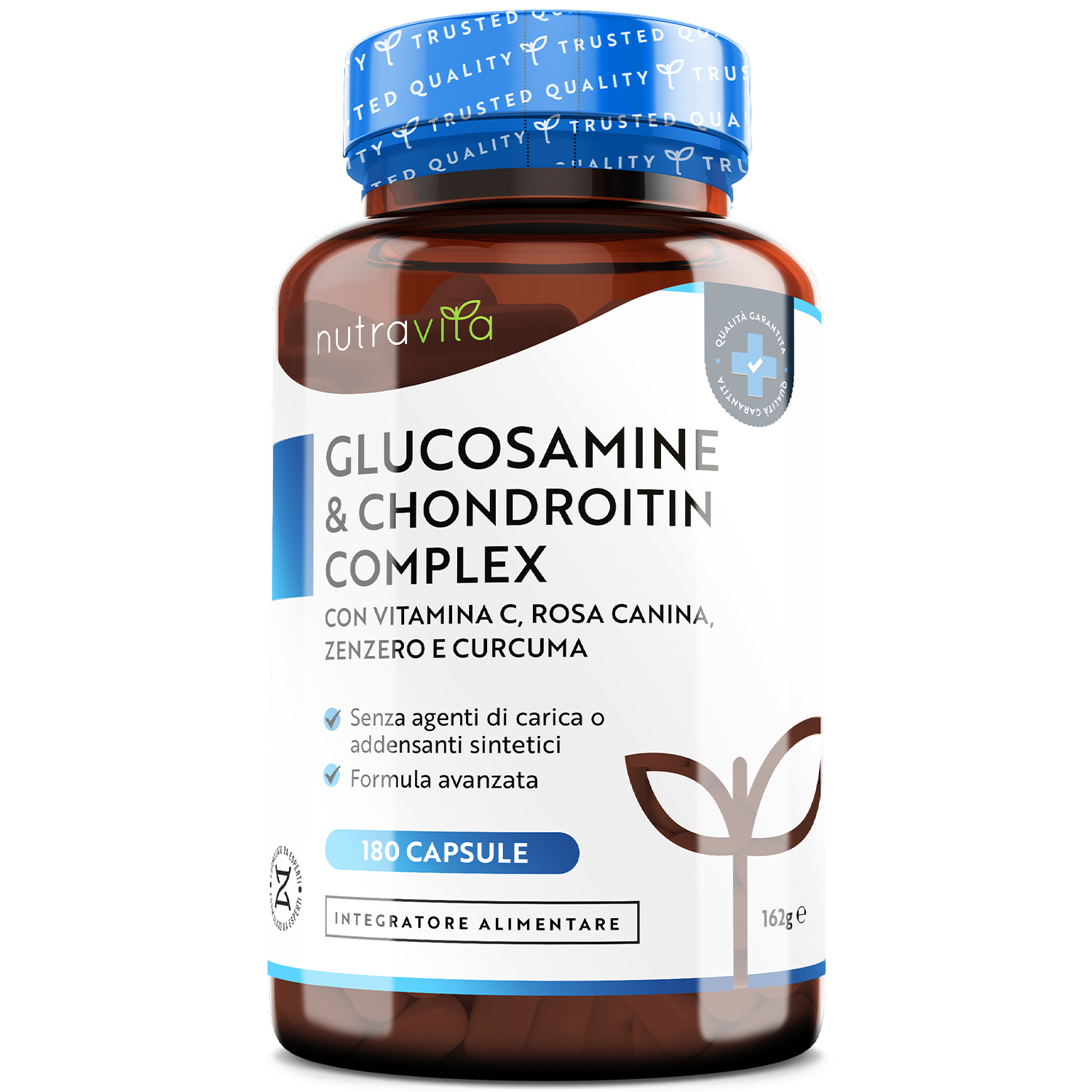 Glucosamina Condroitina 180 Capsule con Curcuma, Zenzero e Vitamina C