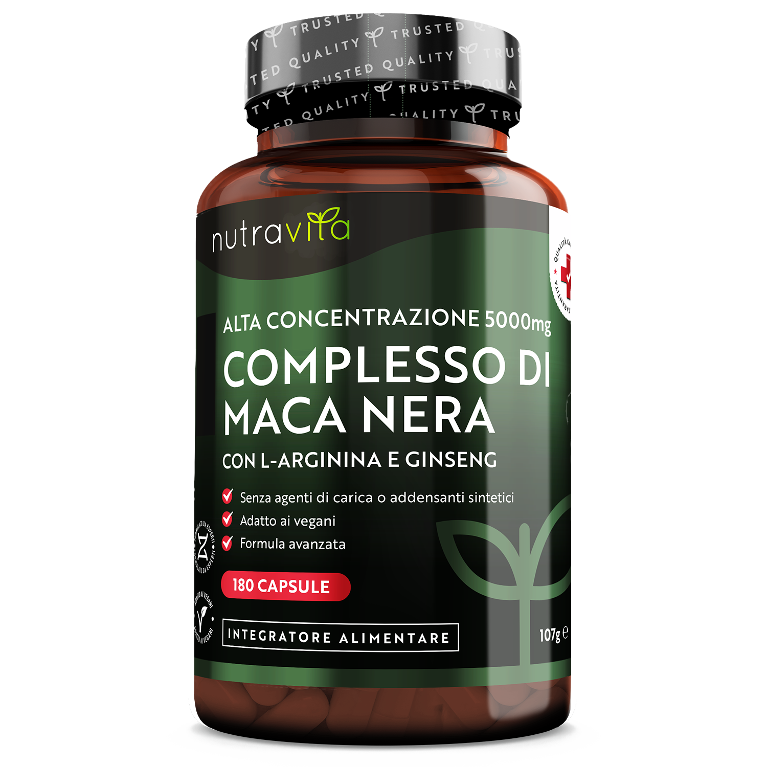 Complesso di Radice di Maca Nera 5000mg - 180 Capsule Vegane