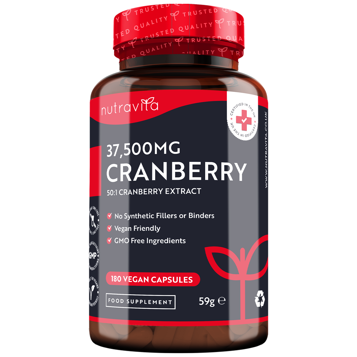 Estratto di mirtillo rosso 50:1 37.500 mg 180 capsule vegane