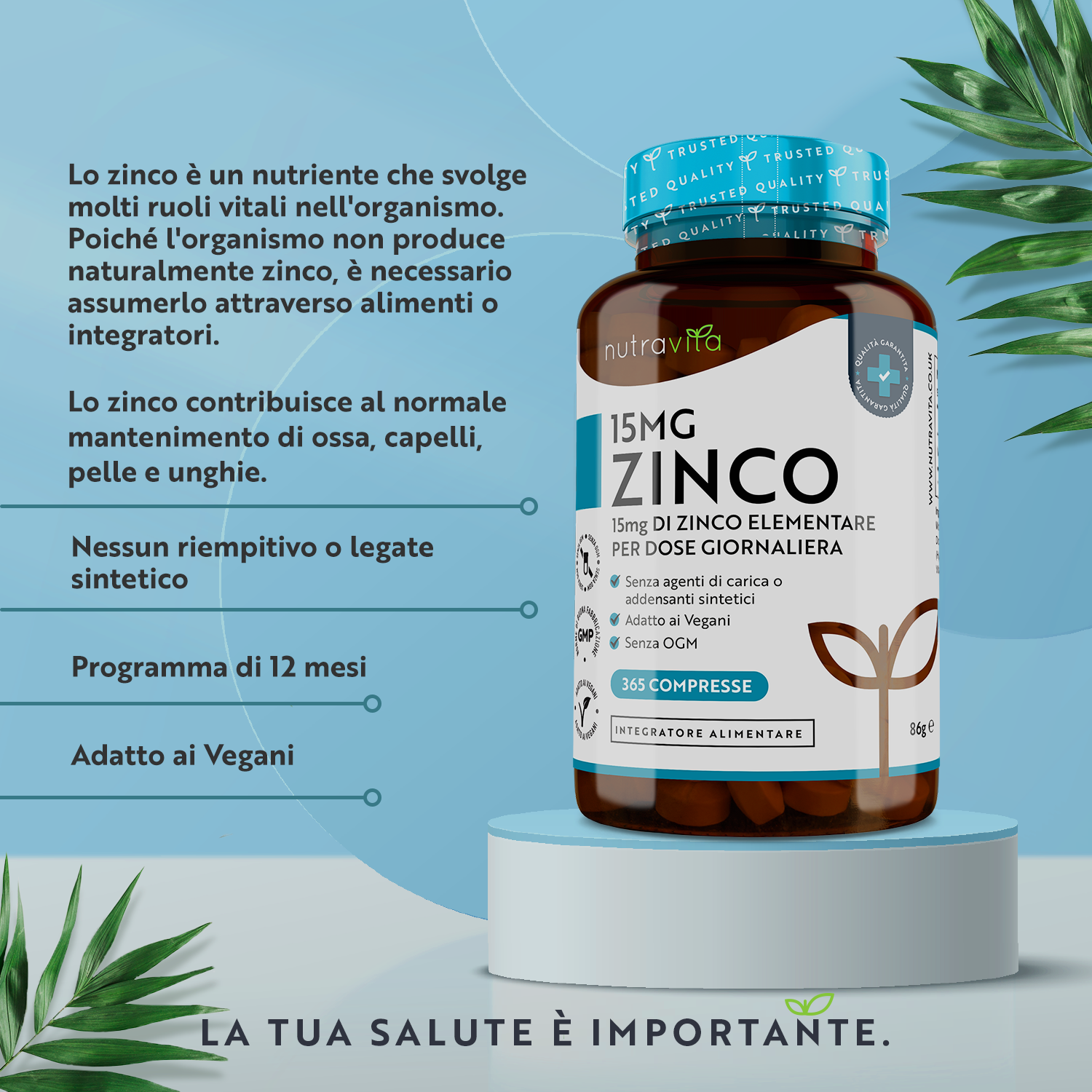 Zinco 15mg 365 Compresse Vegane