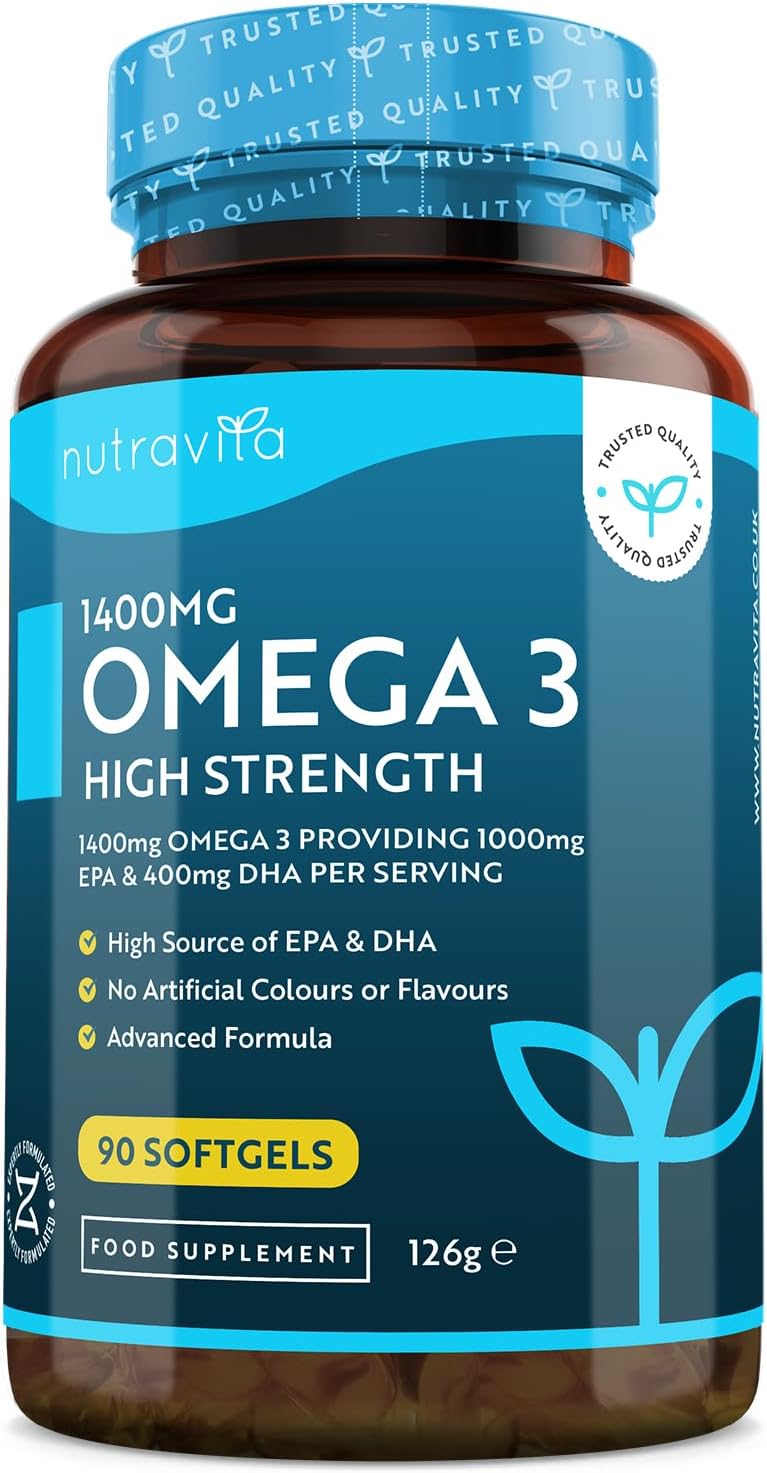 Omega 3 ad alta resistenza - 2000 mg di supplemento di olio di pesce - 1000 mg di EPA e 400 mg di DHA per porzione