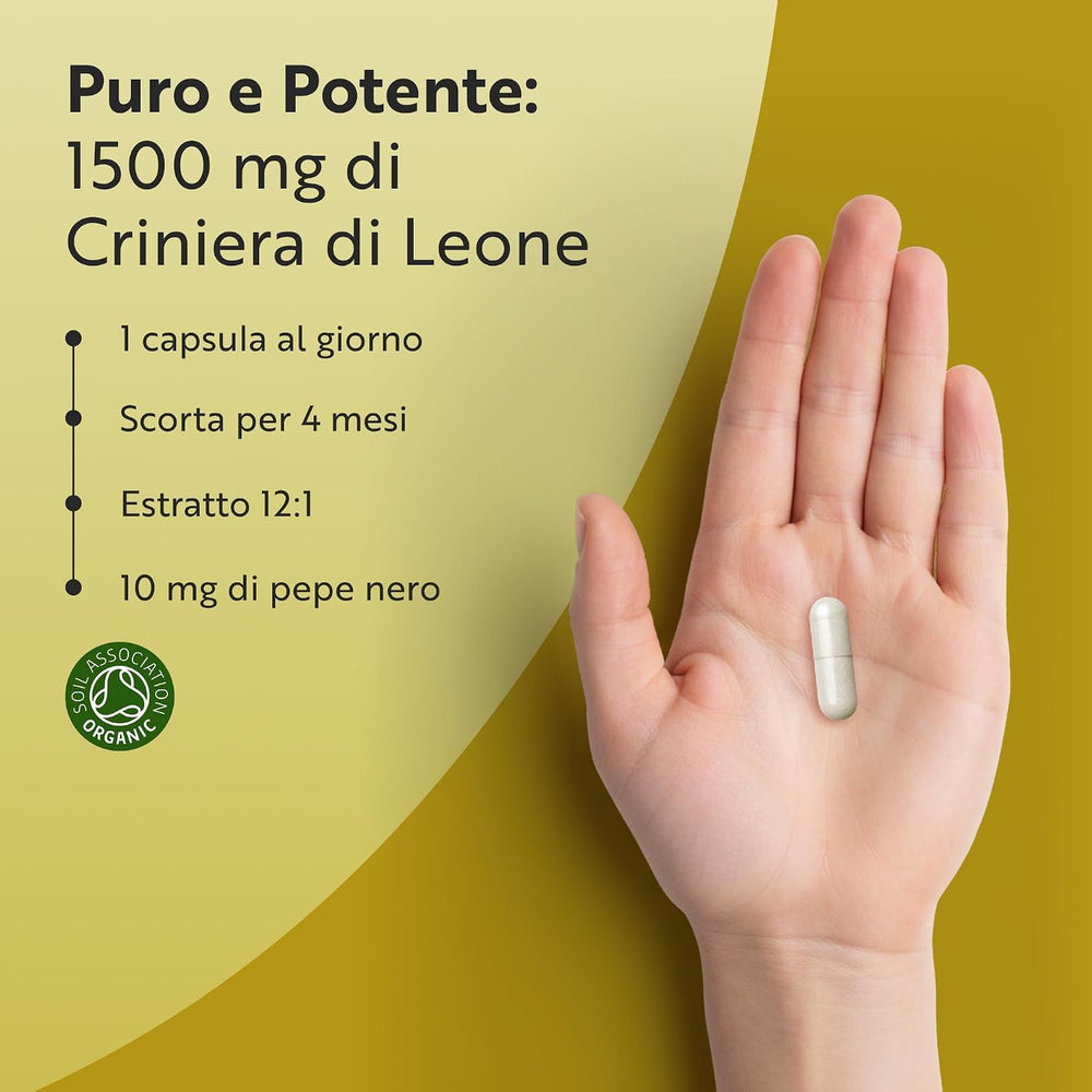 Fungo di criniera di leone biologico 1500 mg 120 capsule
