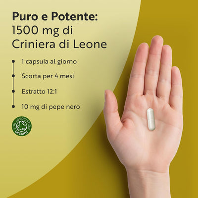 Fungo di criniera di leone biologico 1500 mg 120 capsule