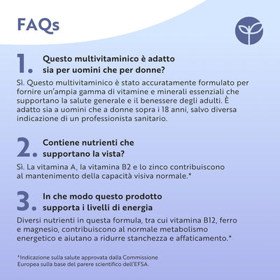 Multivitaminico Completo Donna e Uomo – 90 Compresse Vegane
