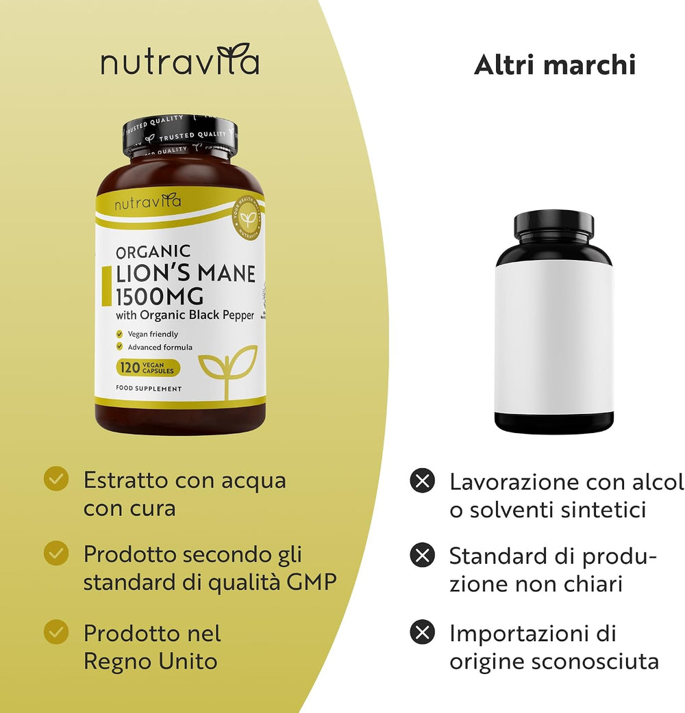Fungo di criniera di leone biologico 1500 mg 120 capsule