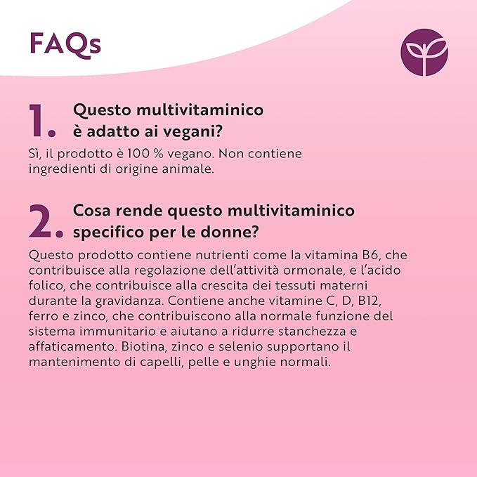 Multivitaminico e Multiminerale Donna - 60 compresse vegane