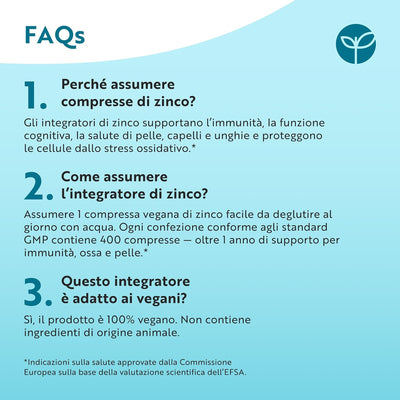 Zinco 15mg - 400 Compresse Vegane