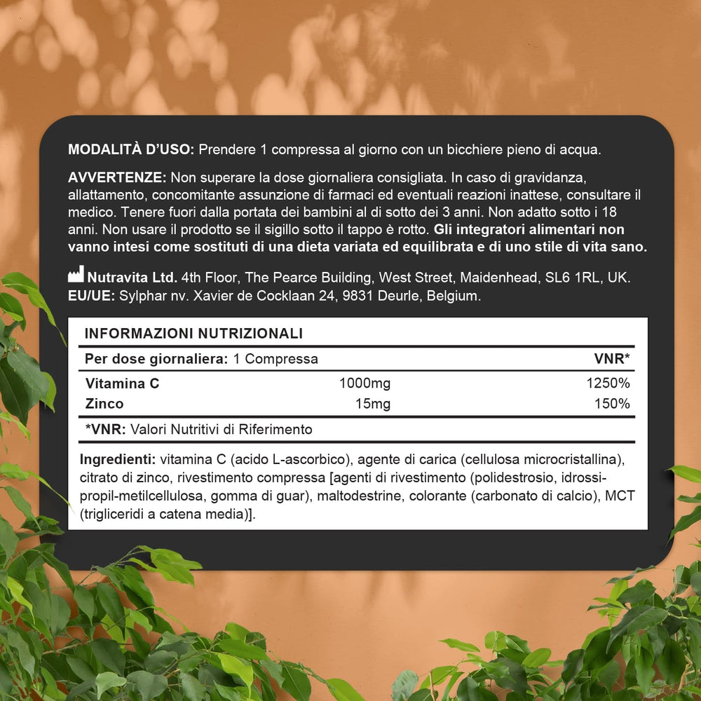 Vitamin C 1000mg With Zinc 15mg – 120 Vegan Capsules