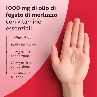 Olio di fegato di merluzzo 1000mg - 365 capsule molli