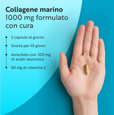 Collagene Marino Idrolizzato 1000 mg con Acido Ialuronico 90 Capsule