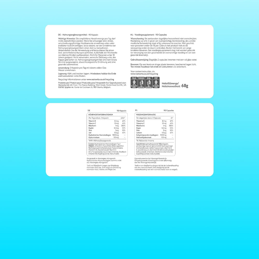 Collagene Marino Idrolizzato 1000 mg con Acido Ialuronico 90 Capsule