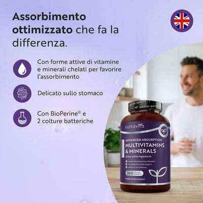 Multivitaminici ad Assorbimento Avanzato per Uomo & Donna - 360 Compresse Vegane