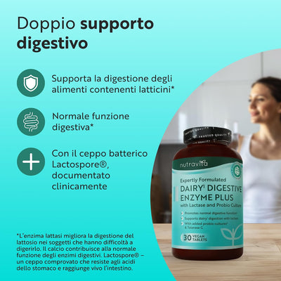 Complesso di integratori a base di enzimi digestivi - 60 compresse vegane