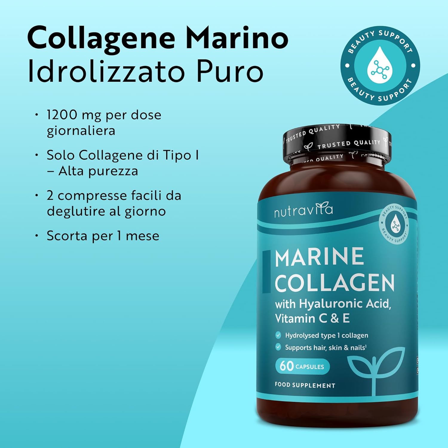 Collagene Marino con Acido Ialuronico 1000 mg - 60 Capsule