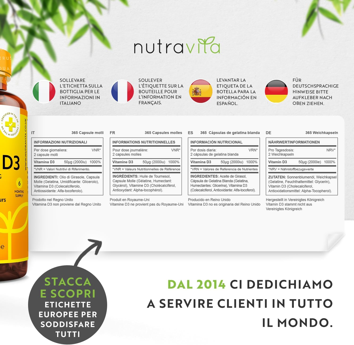 Vitamina D 2000 IU (50μg) - 365 Capsule Softgel