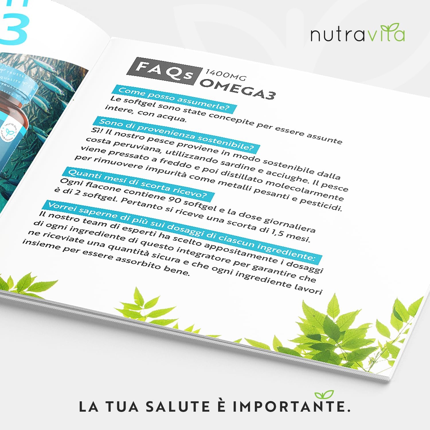 Omega 3 ad alta resistenza - 2000 mg di supplemento di olio di pesce - 1000 mg di EPA e 400 mg di DHA per porzione