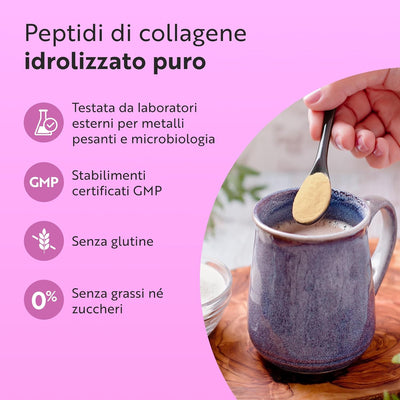 Collagene in Polvere 300g - Peptidi di Collagene Idrolizzato Tipo 1-30 Porzioni