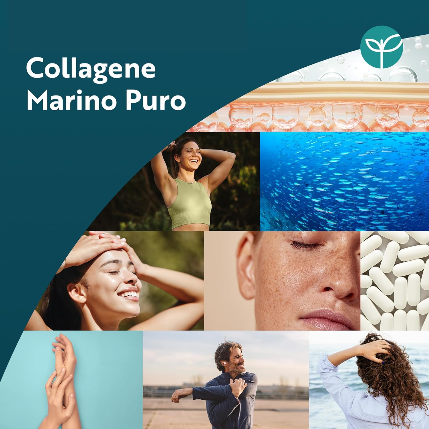 Collagene Marino Idrolizzato 1200mg de Tipo 1, 120 Compresse para 2 Meses, Peptidi di Collagene Integratore
