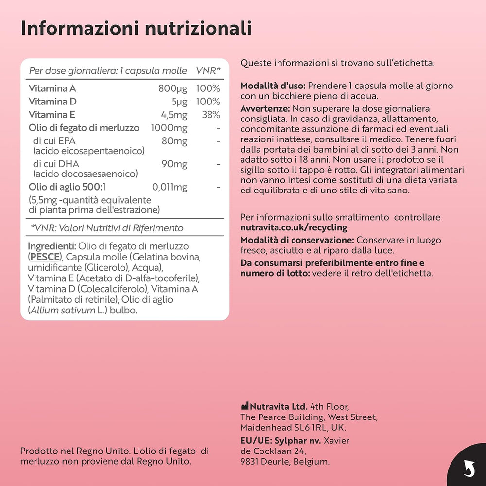 Olio di fegato di merluzzo 1000mg - 365 capsule molli
