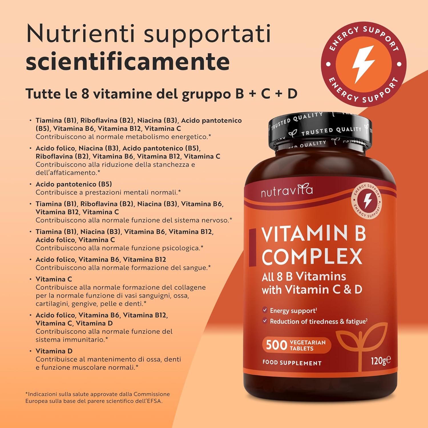 Vitamina B Complex con Vitamina C + Vitamina D - 500 Compresse