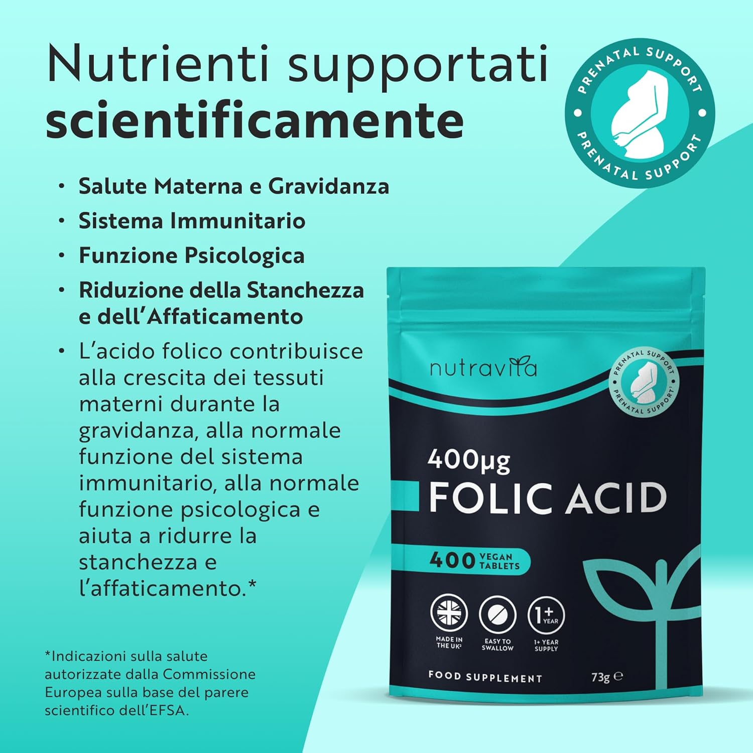 Acido Folico 400 mcg - 400 Compresse Vegane