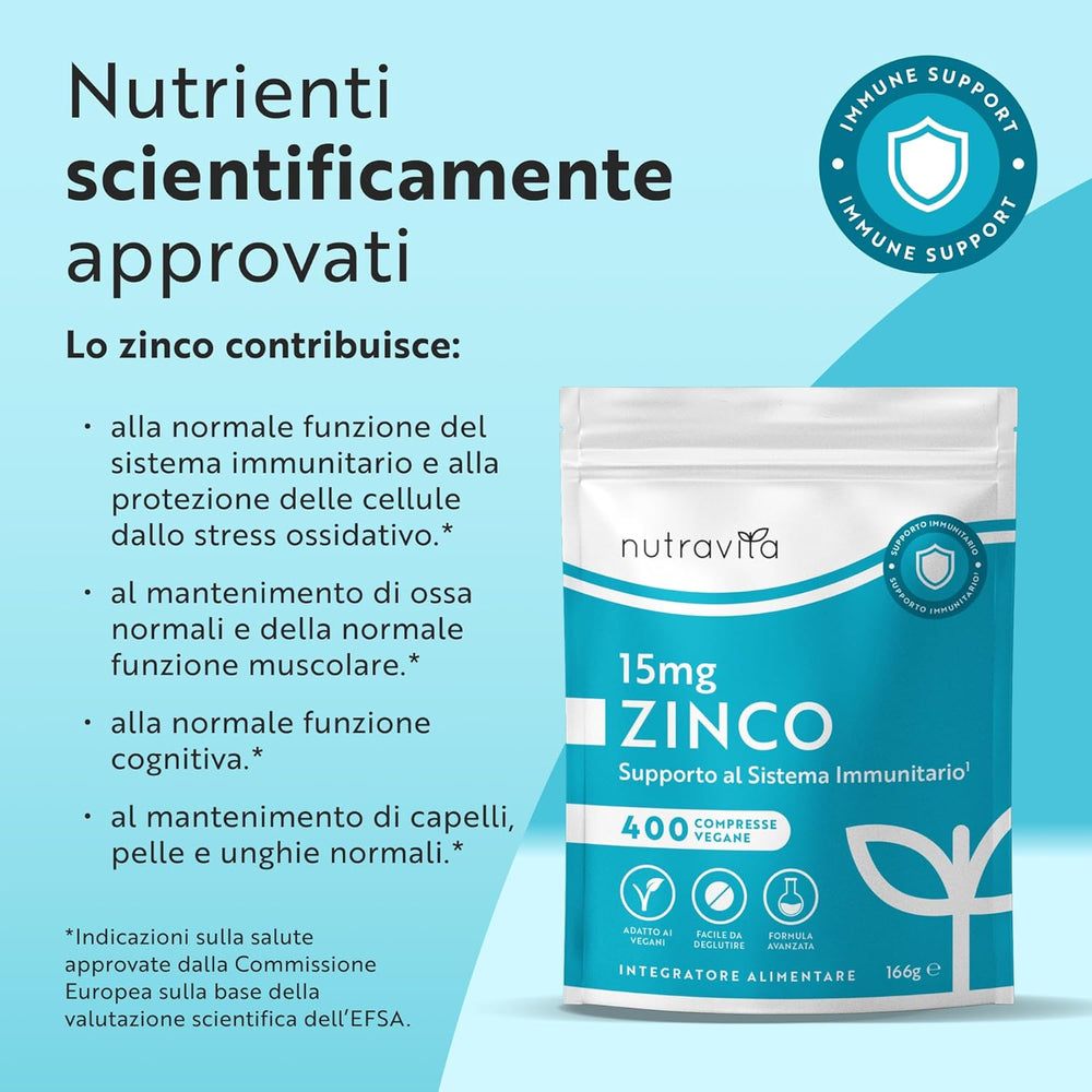 Zinco 15mg - 400 Compresse Vegane