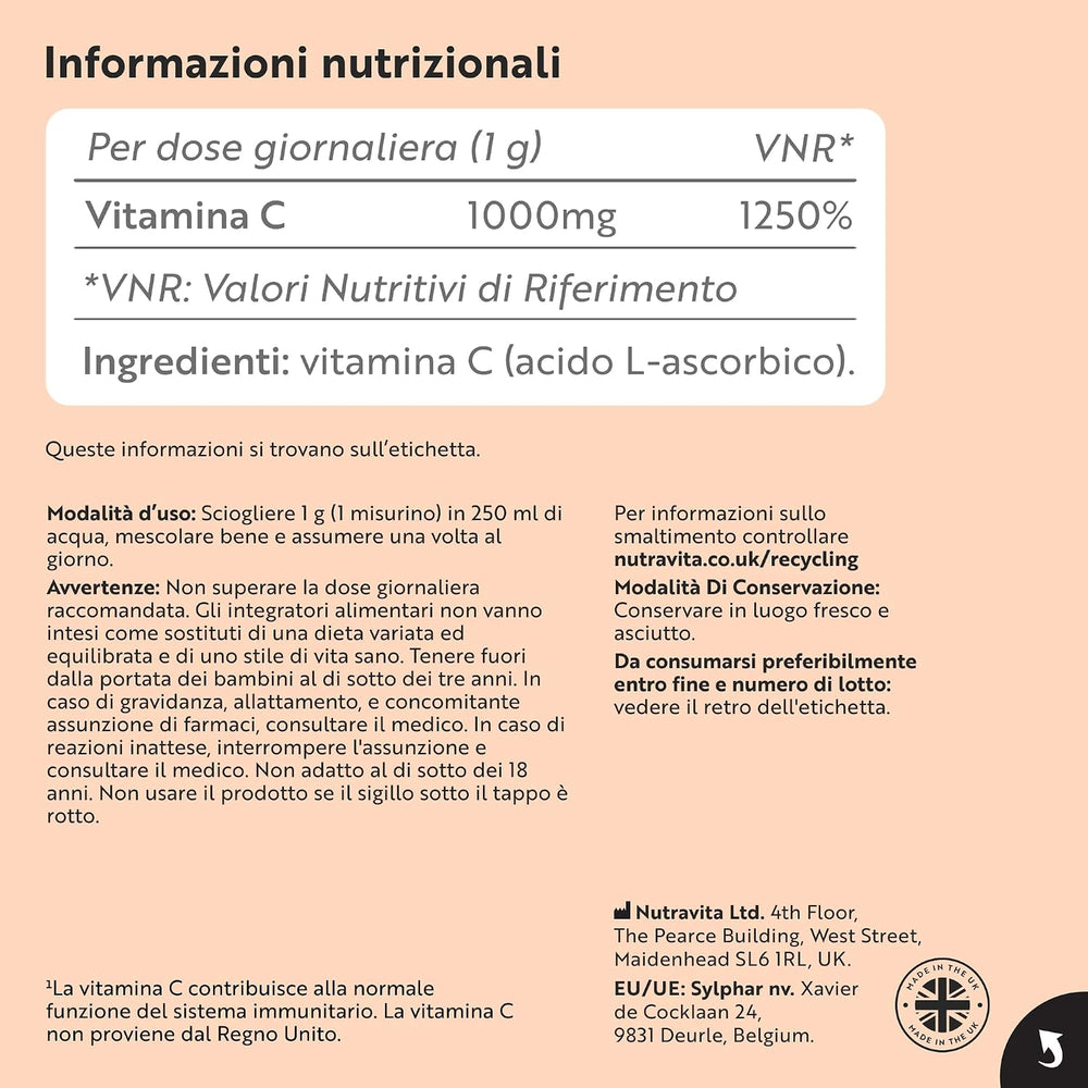 Vitamina C in polvere 1000mg - 500 porzioni