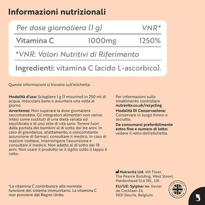 Vitamina C in polvere 1000mg - 500 porzioni