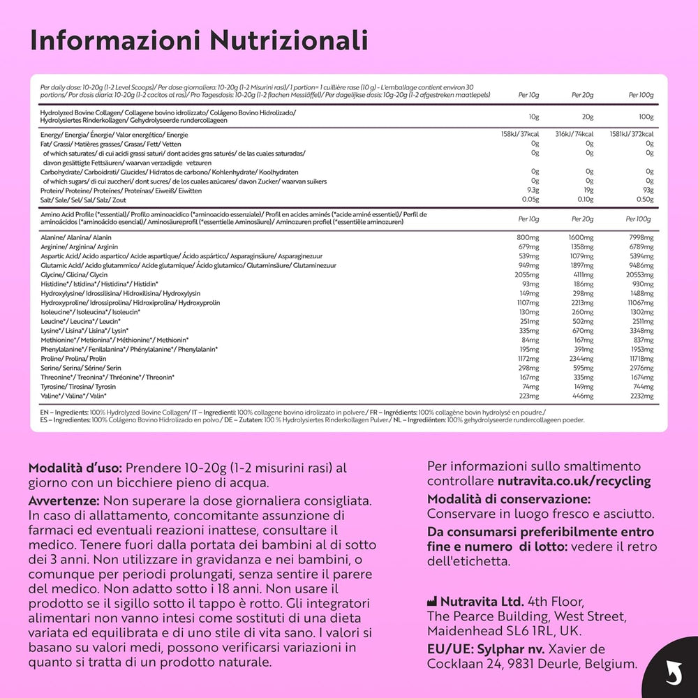 Collagene in Polvere 300g - Peptidi di Collagene Idrolizzato Tipo 1-30 Porzioni