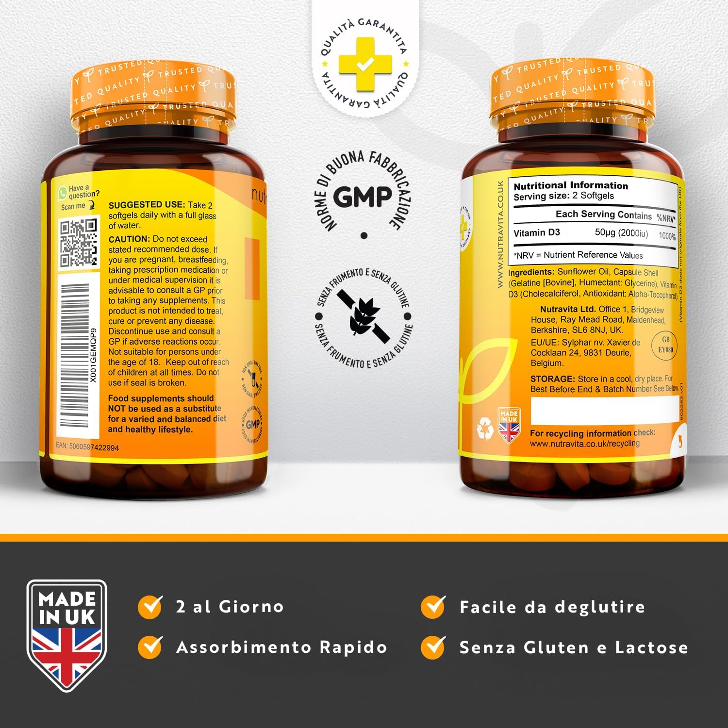 Vitamina D 2000 IU (50μg) - 365 Capsule Softgel