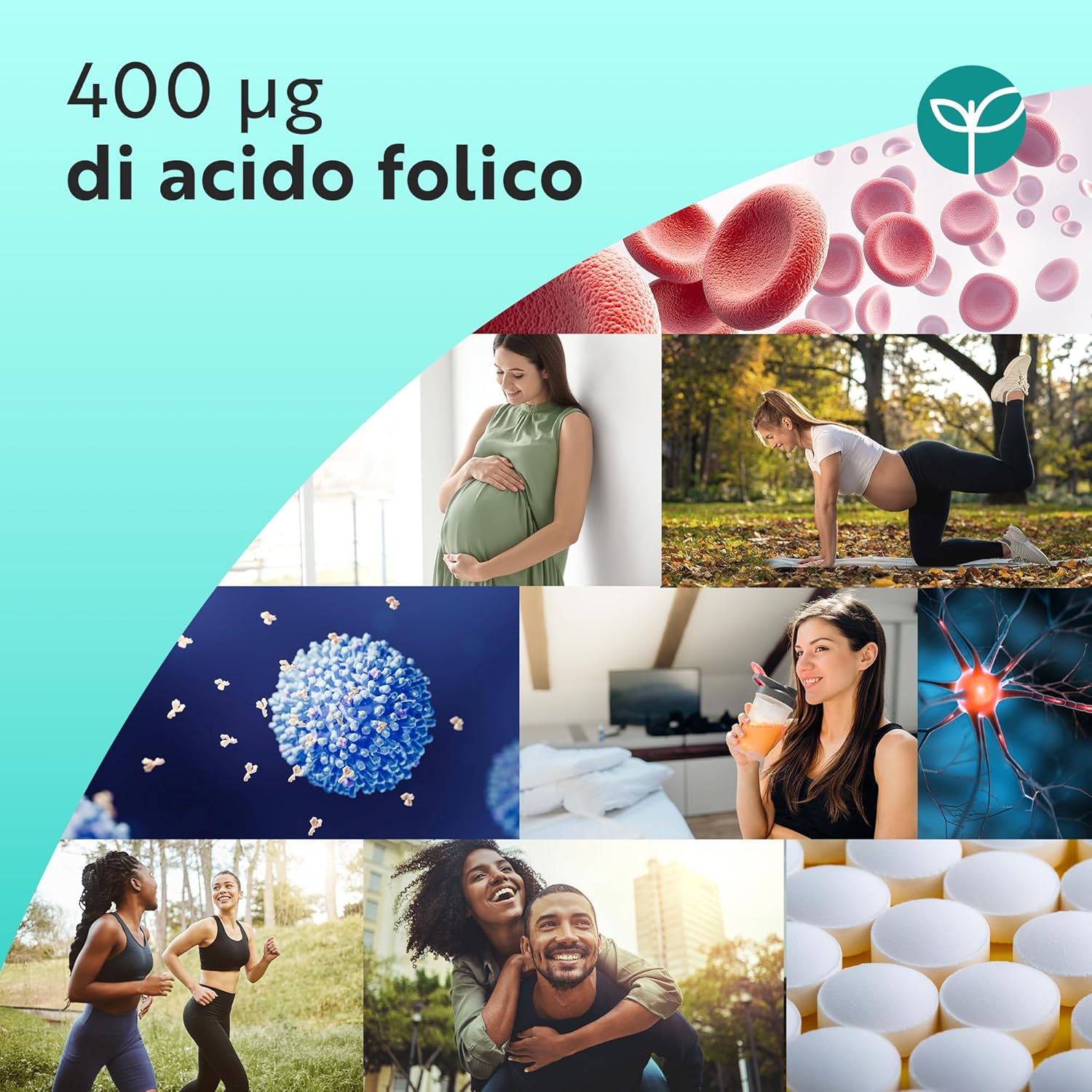 Acido Folico 400 mcg - 400 Compresse Vegane