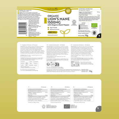 Fungo di criniera di leone biologico 1500 mg 120 capsule