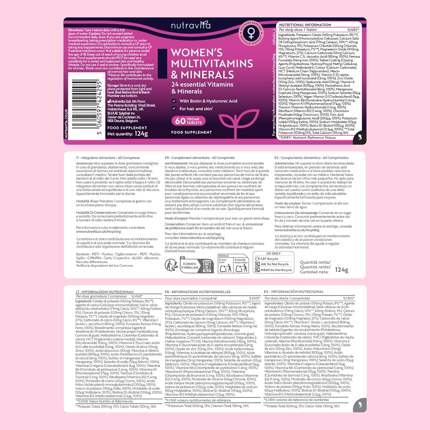 Multivitaminico e Multiminerale Donna - 60 compresse vegane