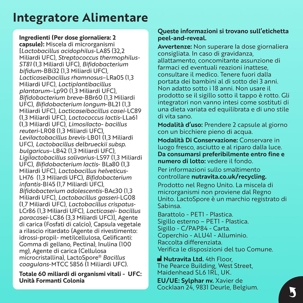 Complesso di colture biologiche da 60 miliardi di CFU