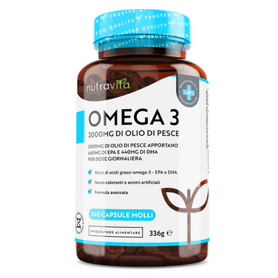 Omega 3 2000mg Olio di Pesce Puro 240 Capsule Molli