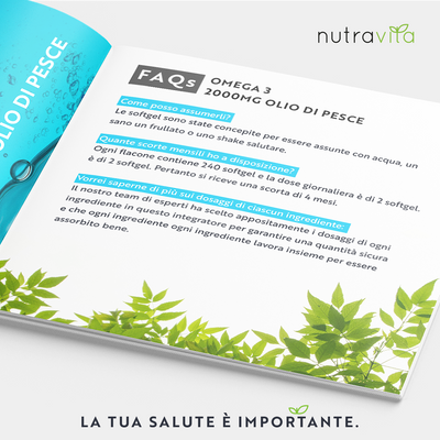 Omega 3 2000mg Olio di Pesce Puro 240 Capsule Molli