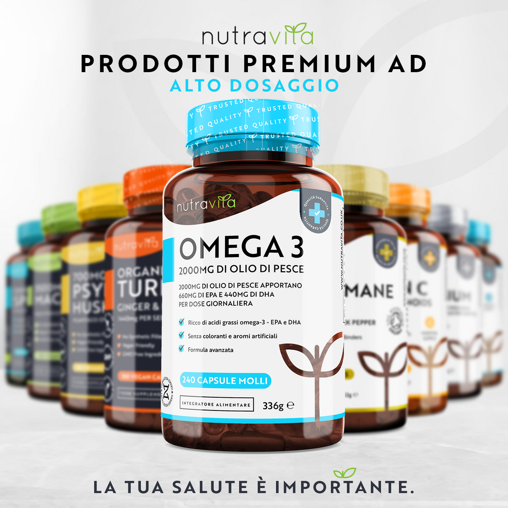 Omega 3 2000mg Olio di Pesce Puro 240 Capsule Molli