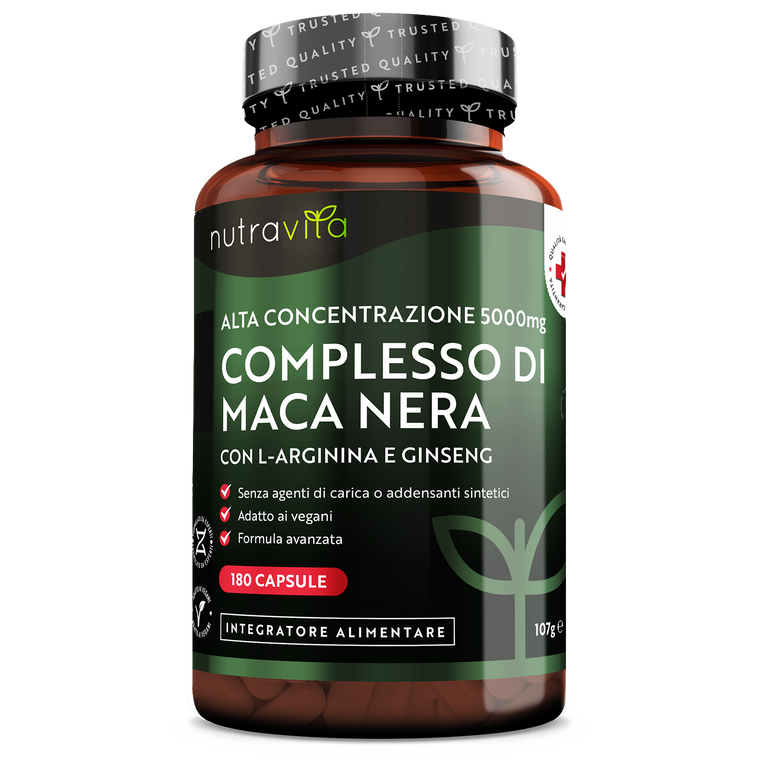Complesso di Radice di Maca Nera 5000mg - 180 Capsule Vegane