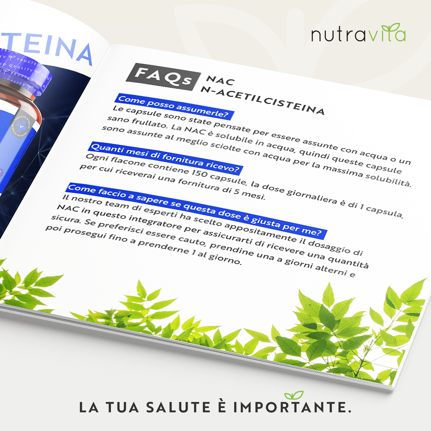NAC N-Acetil-Cisteina 600mg 150 Capsule Vegane