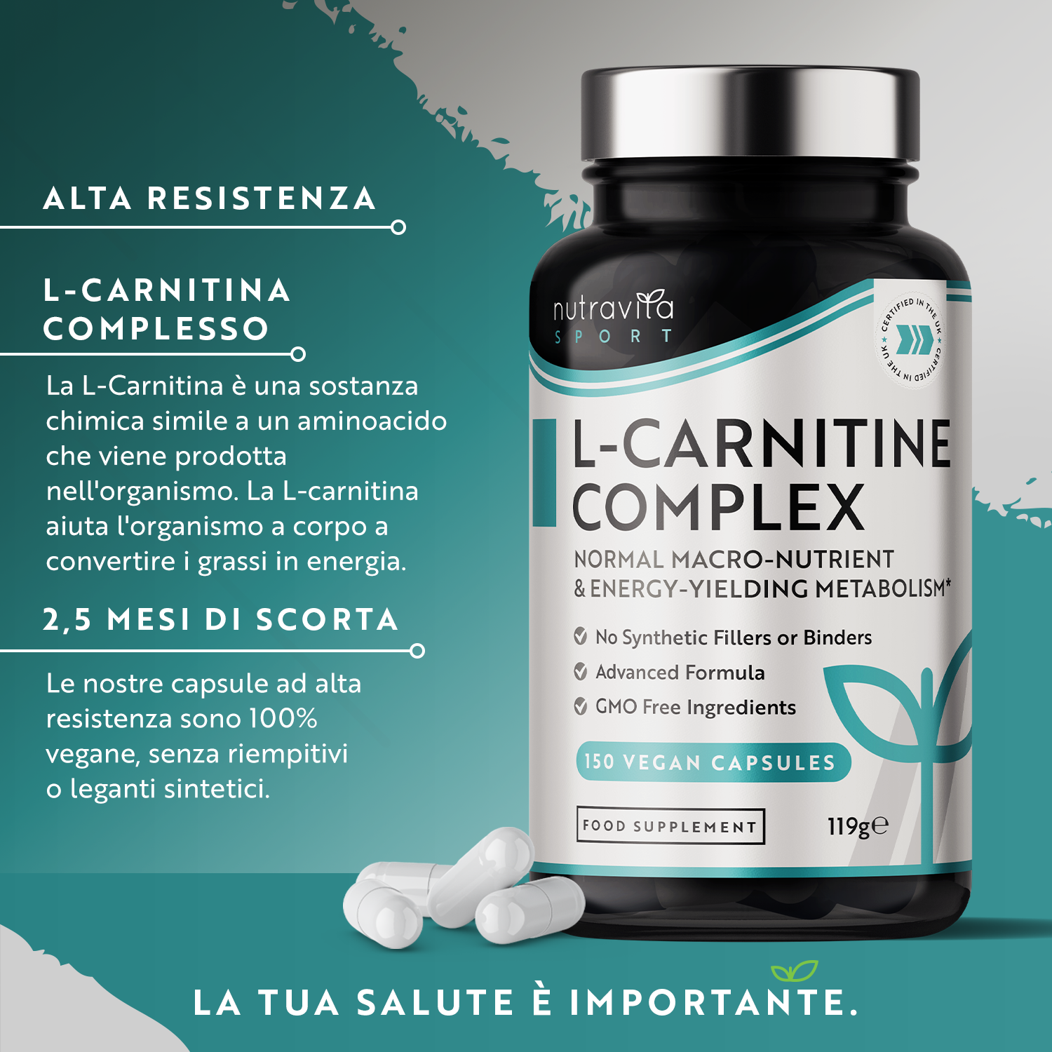 Complesso L-Carnitina 150 Capsule Vegane Nutravita Italia Complesso L-Carnitina 150 Capsule Vegane Nutravita Italia