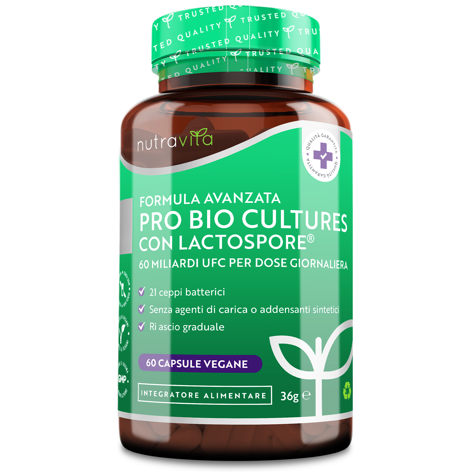 Probiotico Con 60 Miliardi di CFU - 30 Capsule Vegane