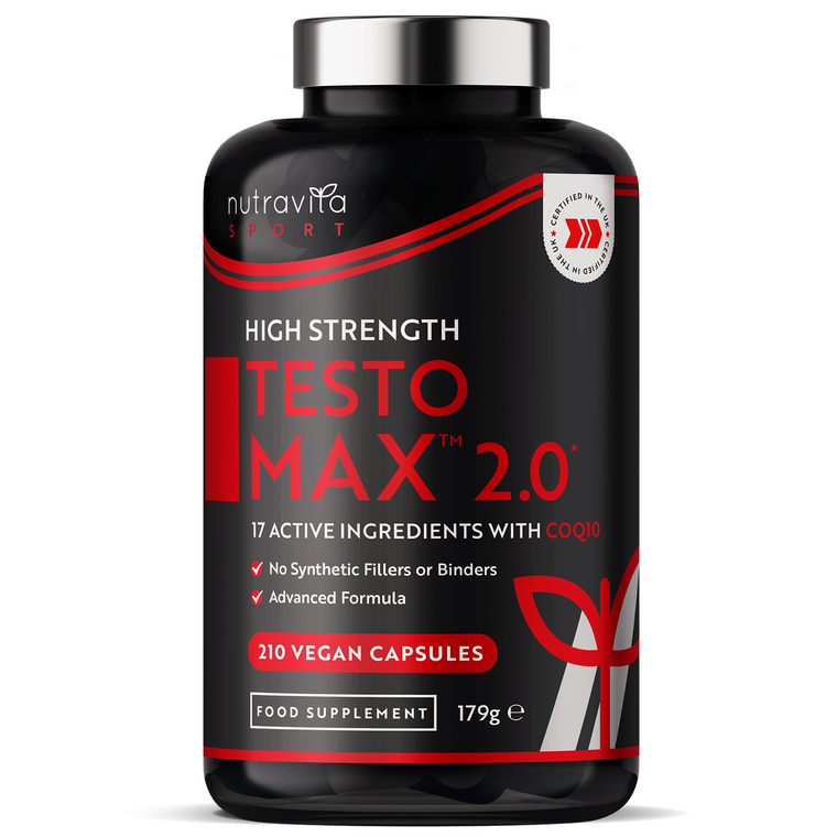 TESTOMAX™ 2.0 Integratori Per Uomo 210 Capsule Vegane con Ashwagandha KSM 66®, CoQ10 e radice di Maca