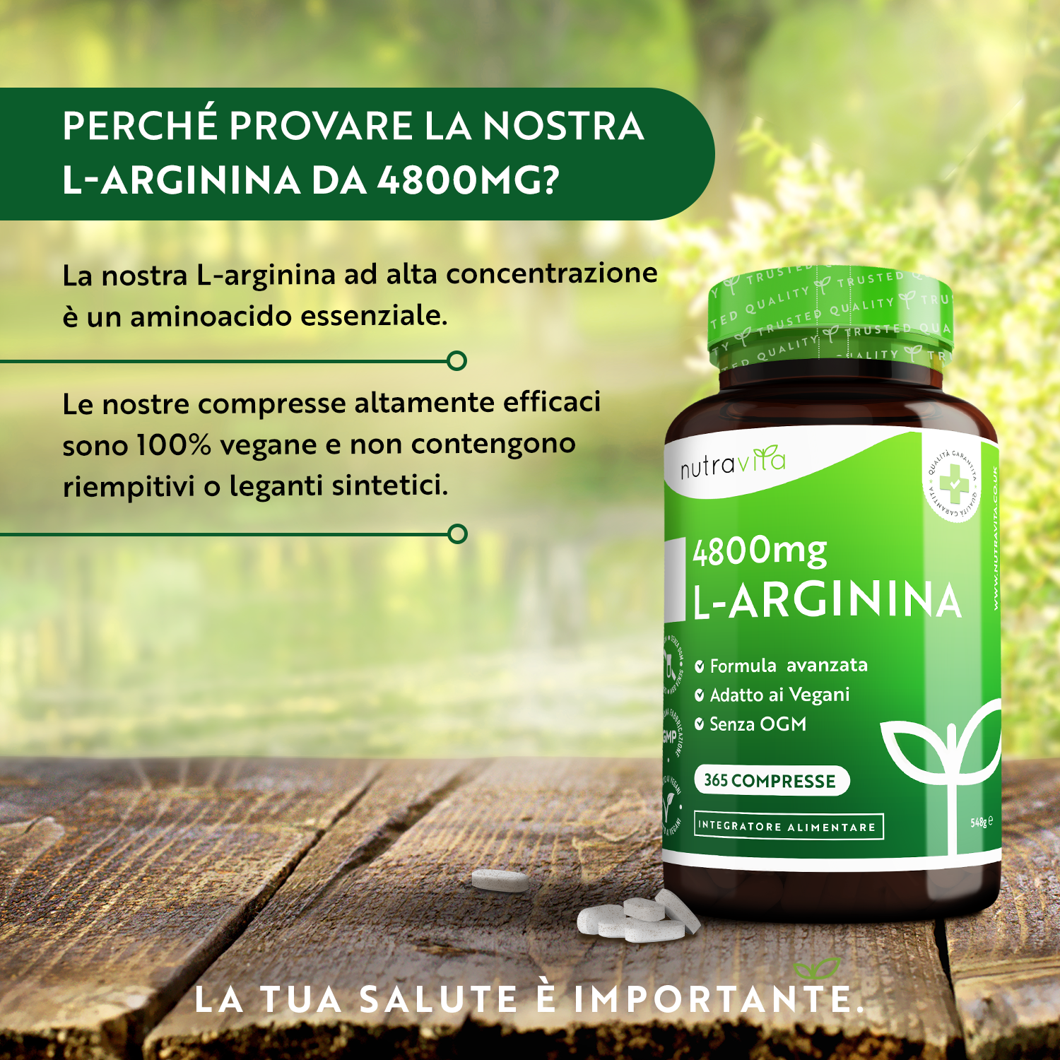 L-Arginina 4800mg 365 Compresse Vegane