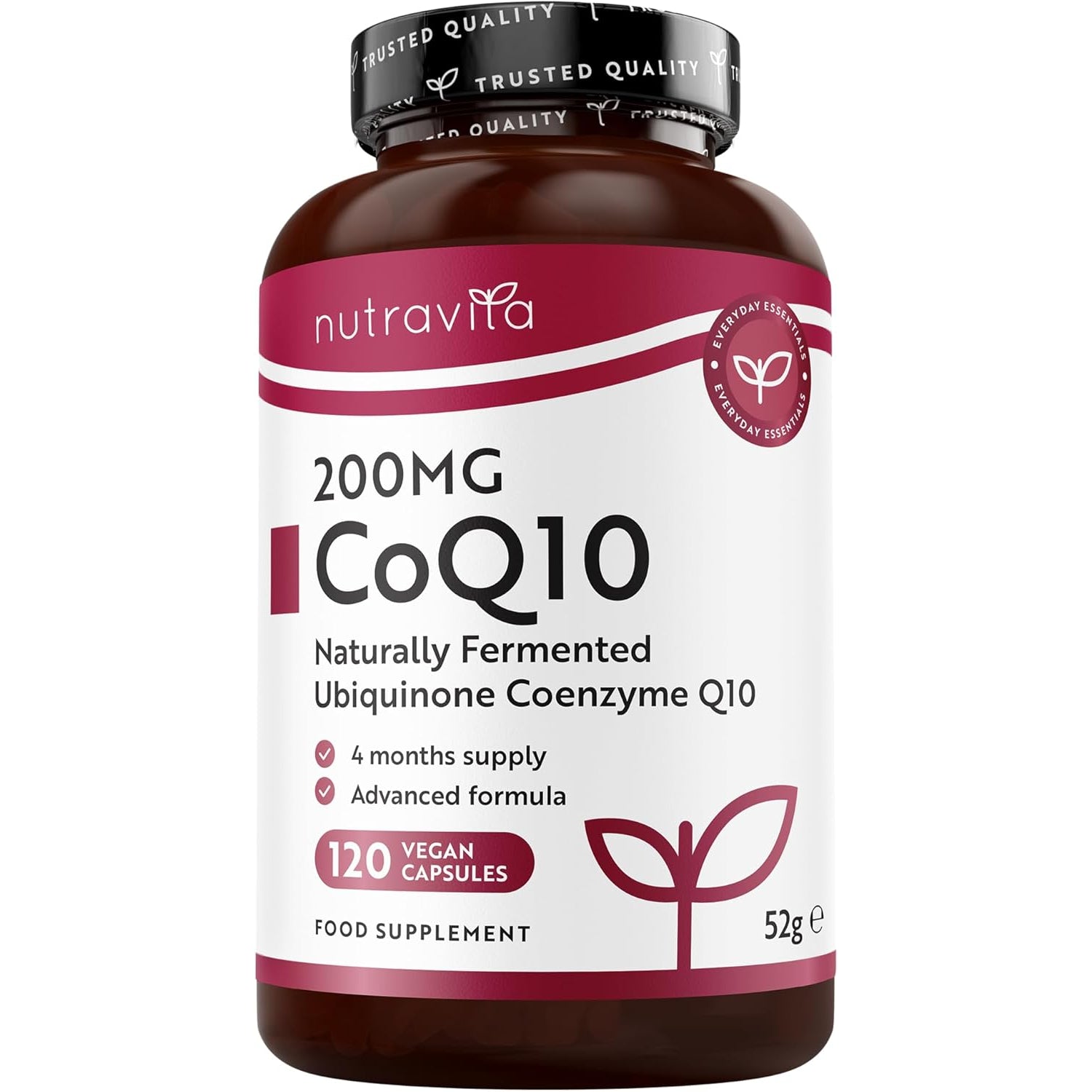 Coenzima Q10 200 mg - Ubichinone Puro al 100% - 120 Capsule Vegane