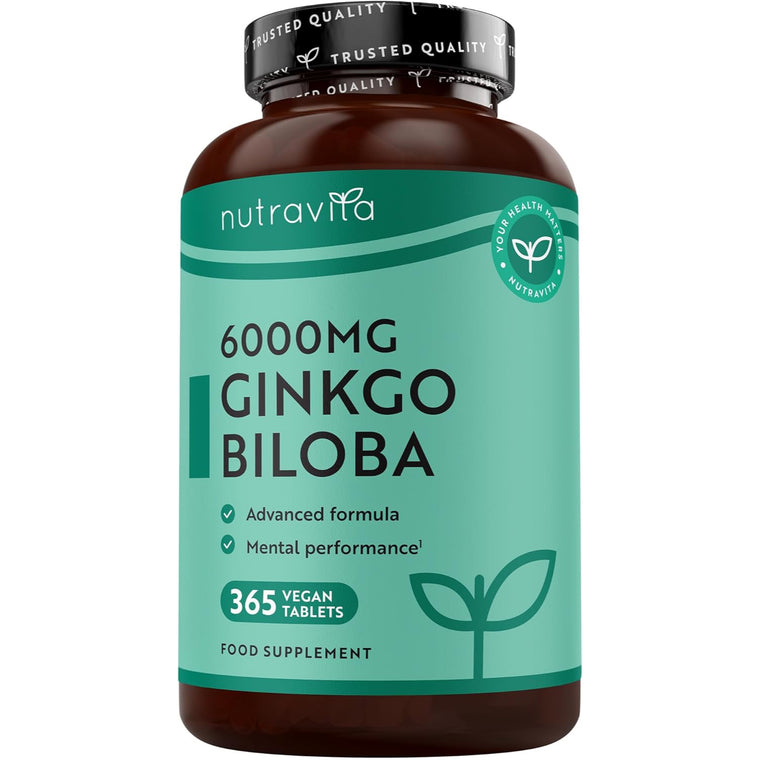 Ginkgo Biloba 6000mg with Vitamin B5 – 365 Vegan Tablets