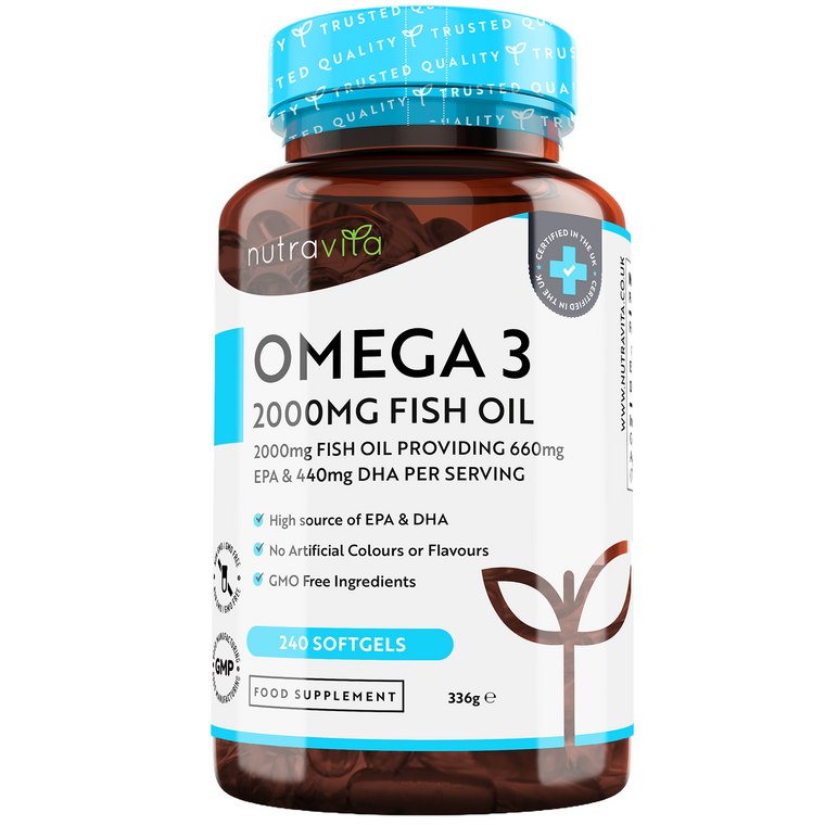 Omega 3 2000mg Olio di Pesce Puro 240 Capsule Molli