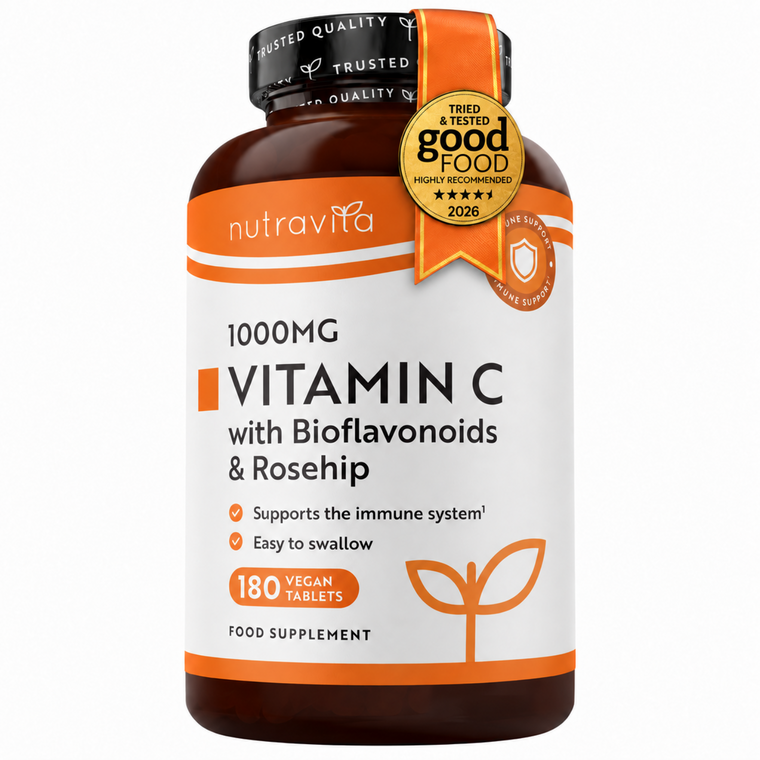 Vitamina C 1000 mg Con Bioflavonoidi e Rosa Canina 180 Compresse Vegane